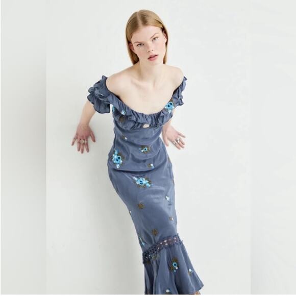 Free People Bali Santa Cruz Maxi Embroidered Floral Dress S - Picture 4 of 10